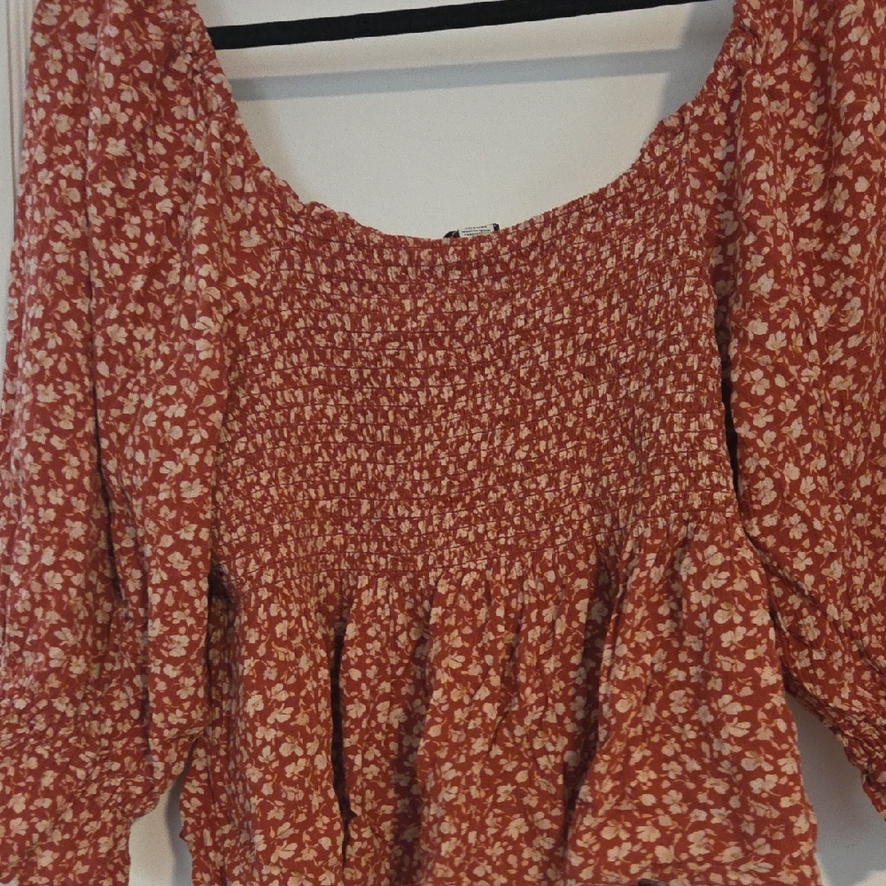 American Eagle Outfitters Red Floral Blouse